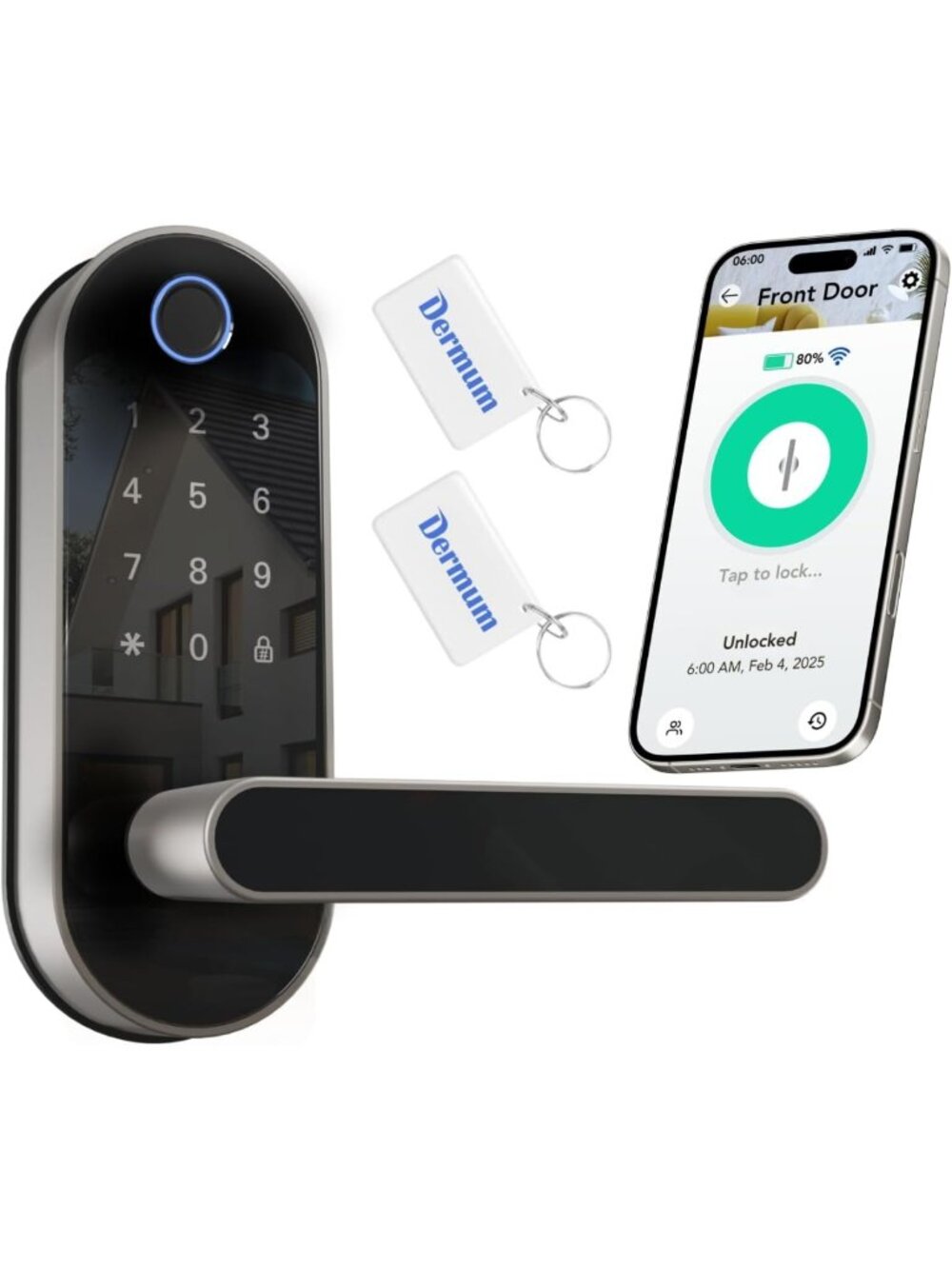 Smart Fingerprint Digital Lock with Keypad & Handle - Biometric Deadbolt for